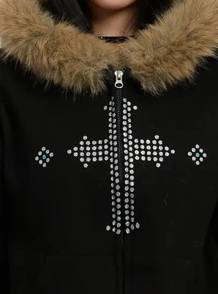 faux-fur-trim-zip-up-hoodie-id525