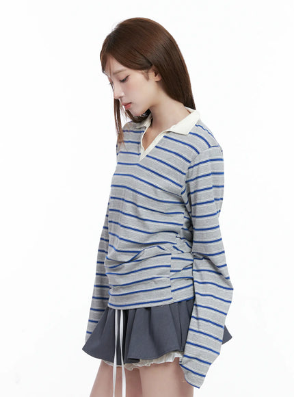 striped-v-neck-collar-polo-shirt-cg529