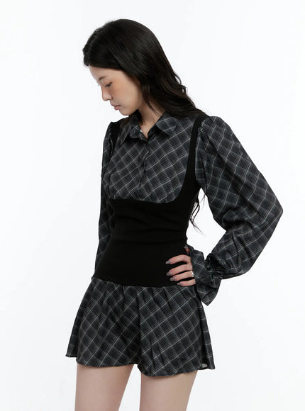 plaid-long-sleeve-mini-dress-cn517