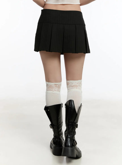 Striped Pleated Mini Skirt CM511