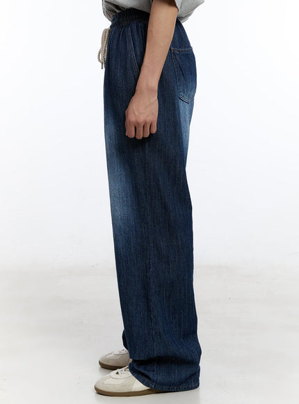 men-s-pintuck-denim-sweatpants-dark-blue-iy529