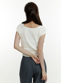 buttoned-slit-short-sleeve-cardigan-ou427