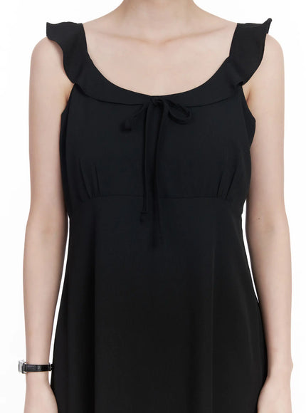 Round Neck Frill Maxi Dress CA509