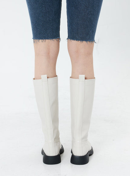 Basic Round Toe Wide Long Boots OS19