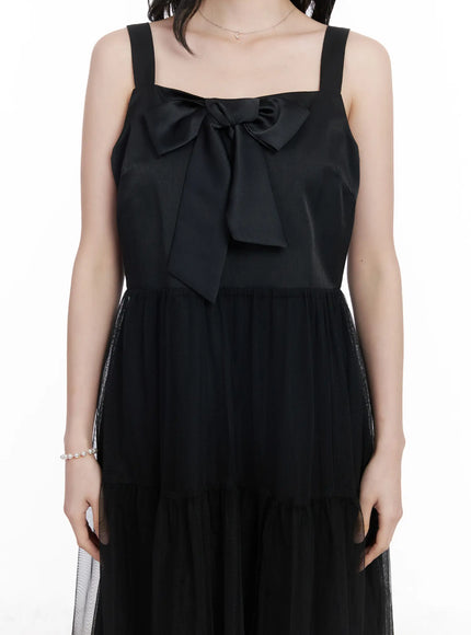 Bow Tiered Tulle Midi Dress CA509