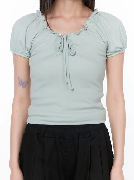 frill-trim-puff-sleeve-blouse-ca528