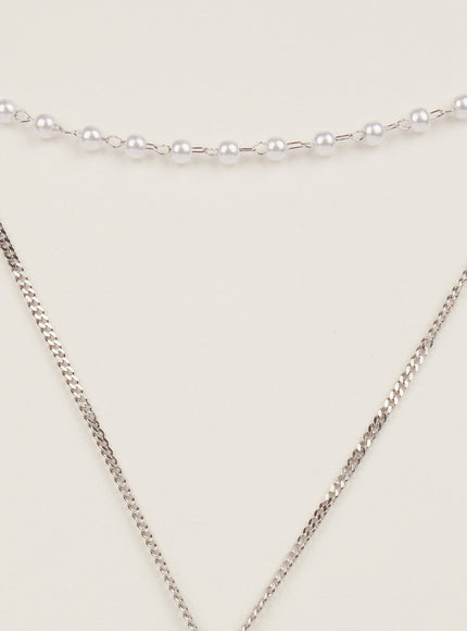 Flat Bear Double Layer Necklace (White) IM531