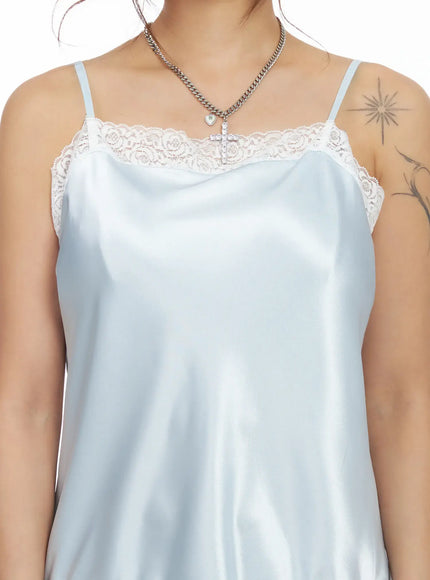 satin-lace-trim-mini-dress-cf511