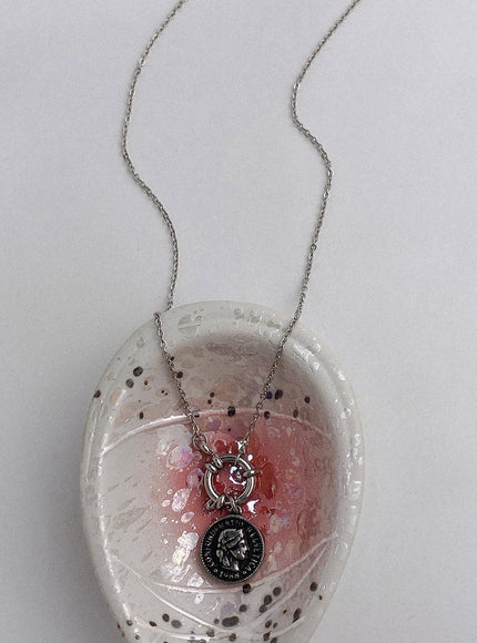 noir-vintage-coin-necklace-ia517 / Silver