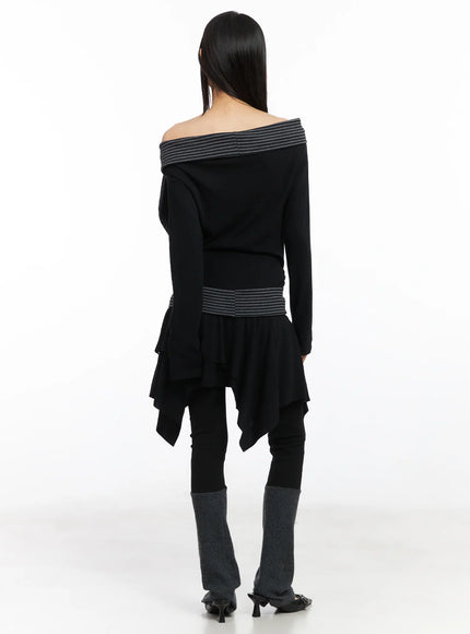 Off-Shoulder Two Tone Mini Dress CD522