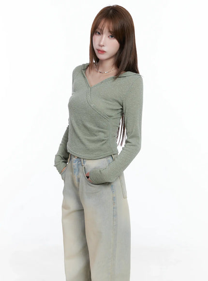 v-neck-wrap-buttoned-hoodie-cs501