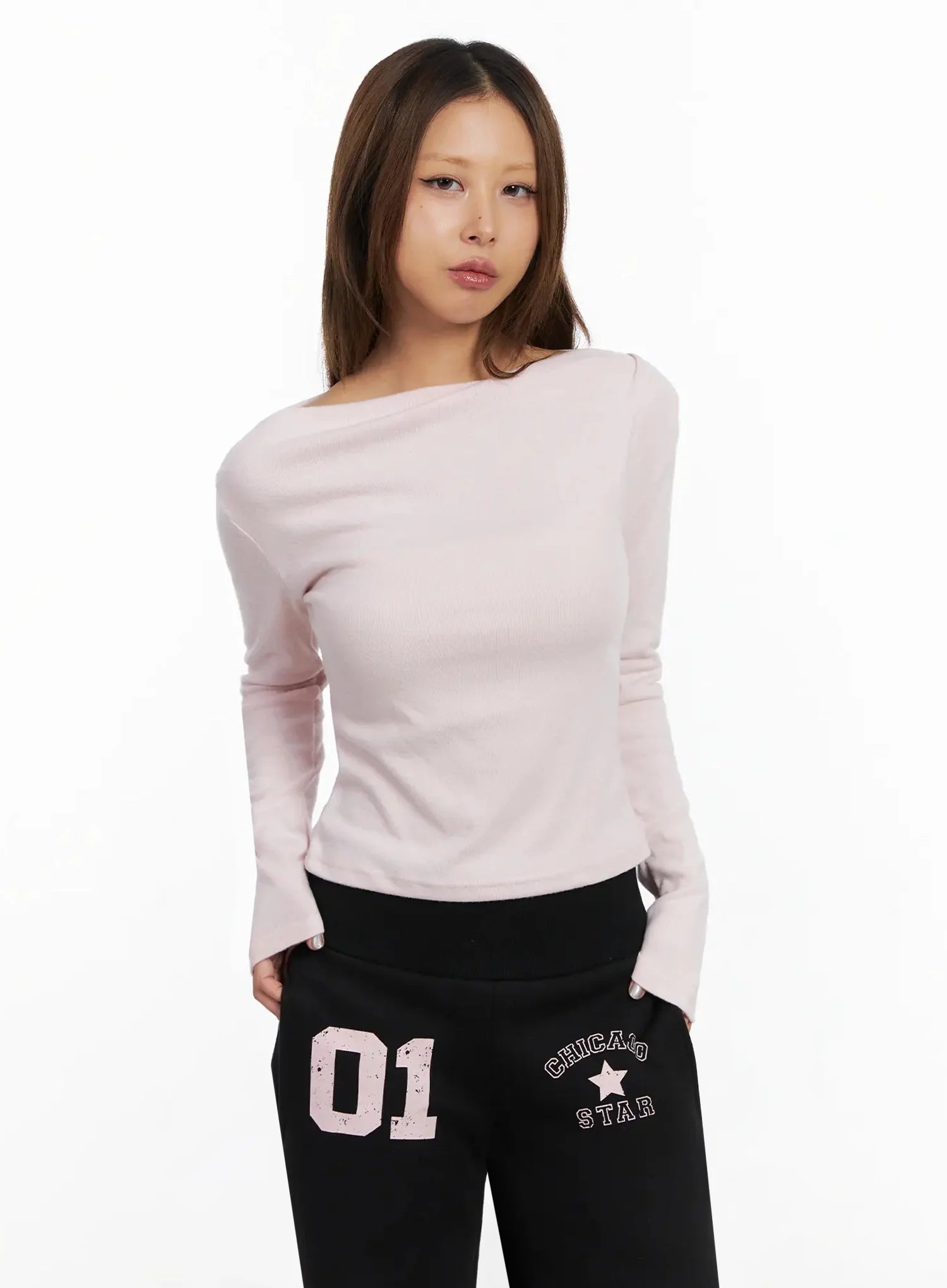 Shirred Boat Neck Top IN528