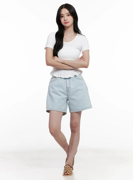 Casual Light-Wash Denim Shorts CL516