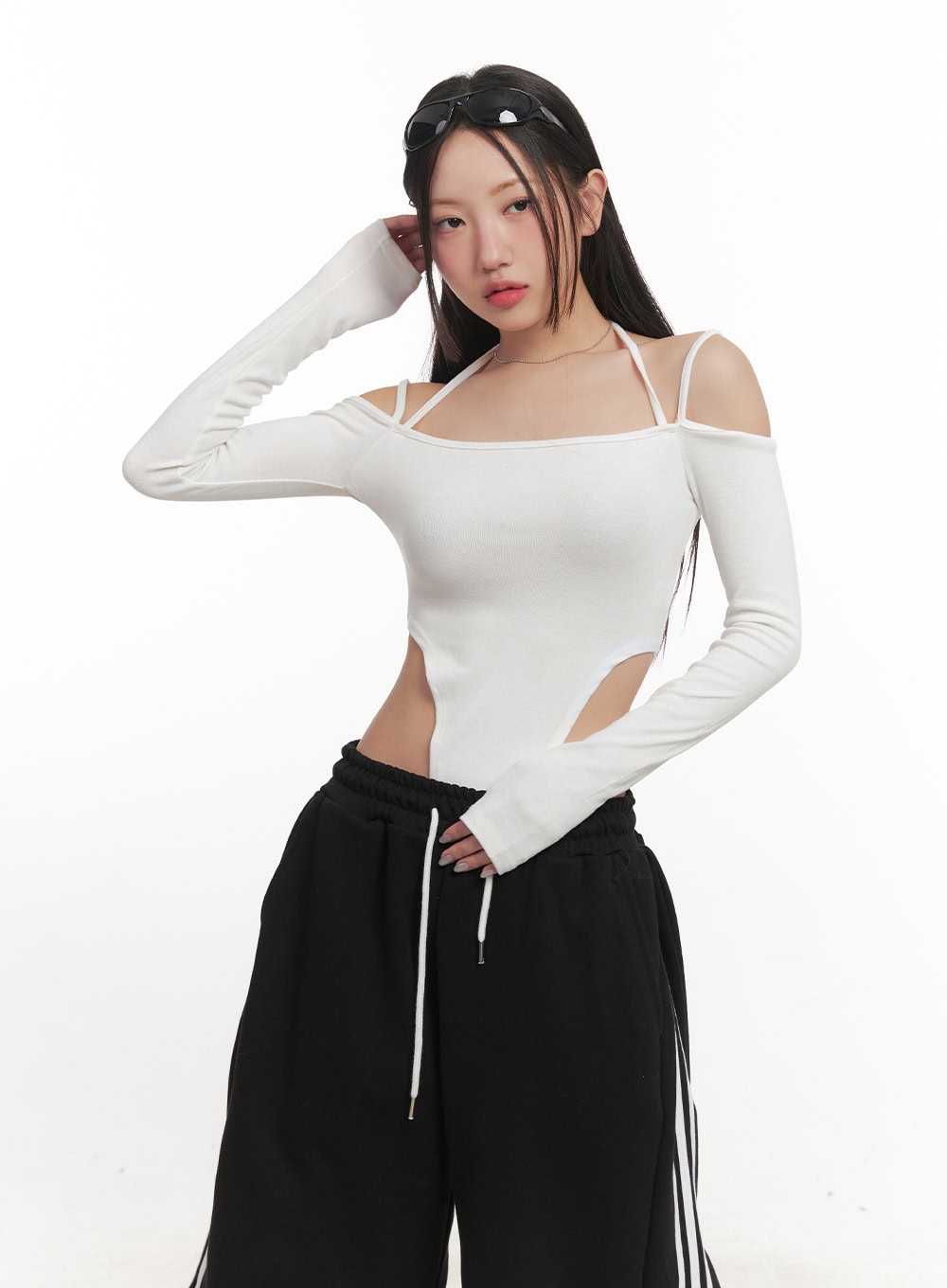 halter-string-cut-out-bodysuit-top-cf525