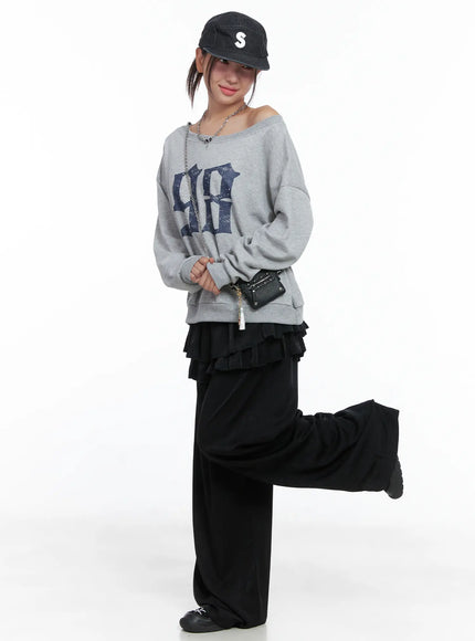 98 Graphic Off-Shoulder Sweatshirt CS502