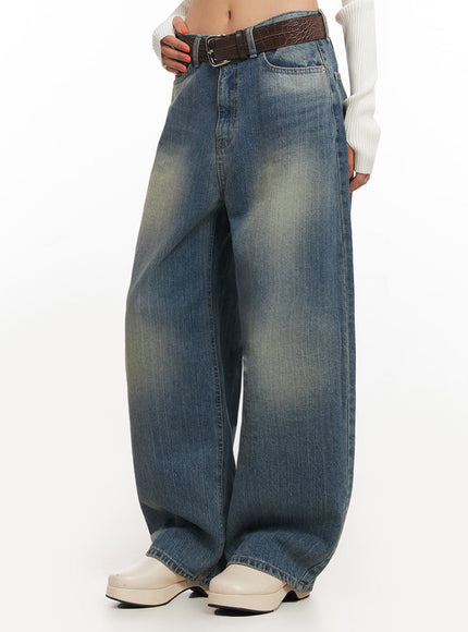 Sharon Washed Wide-Fit Baggy Jeans IA507