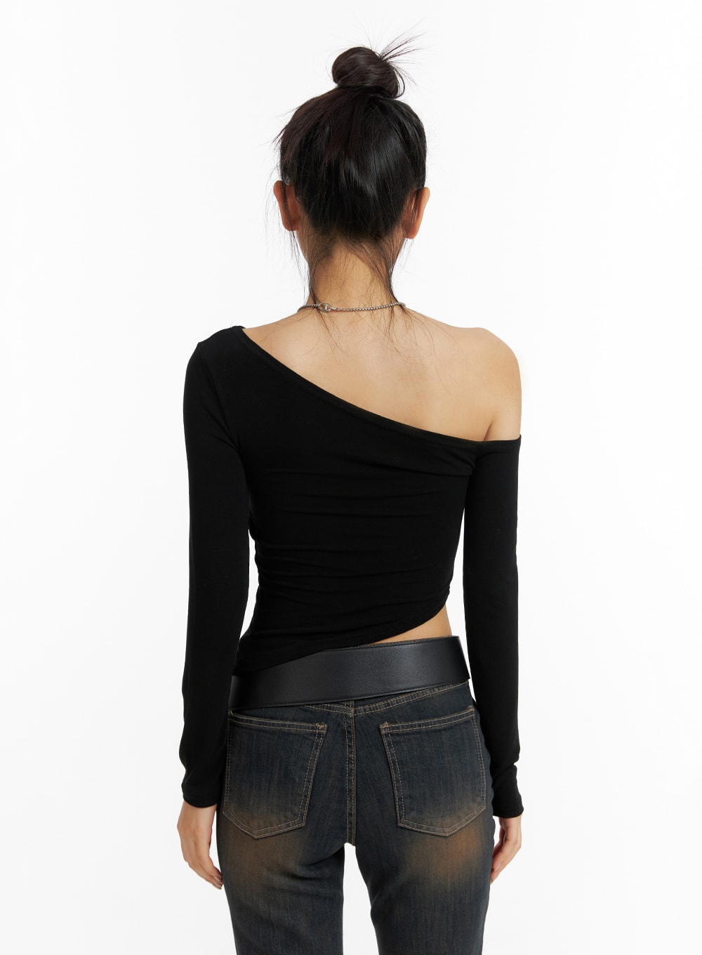 asymmetrical-one-shoulder-side-cut-long-sleeve-cf416