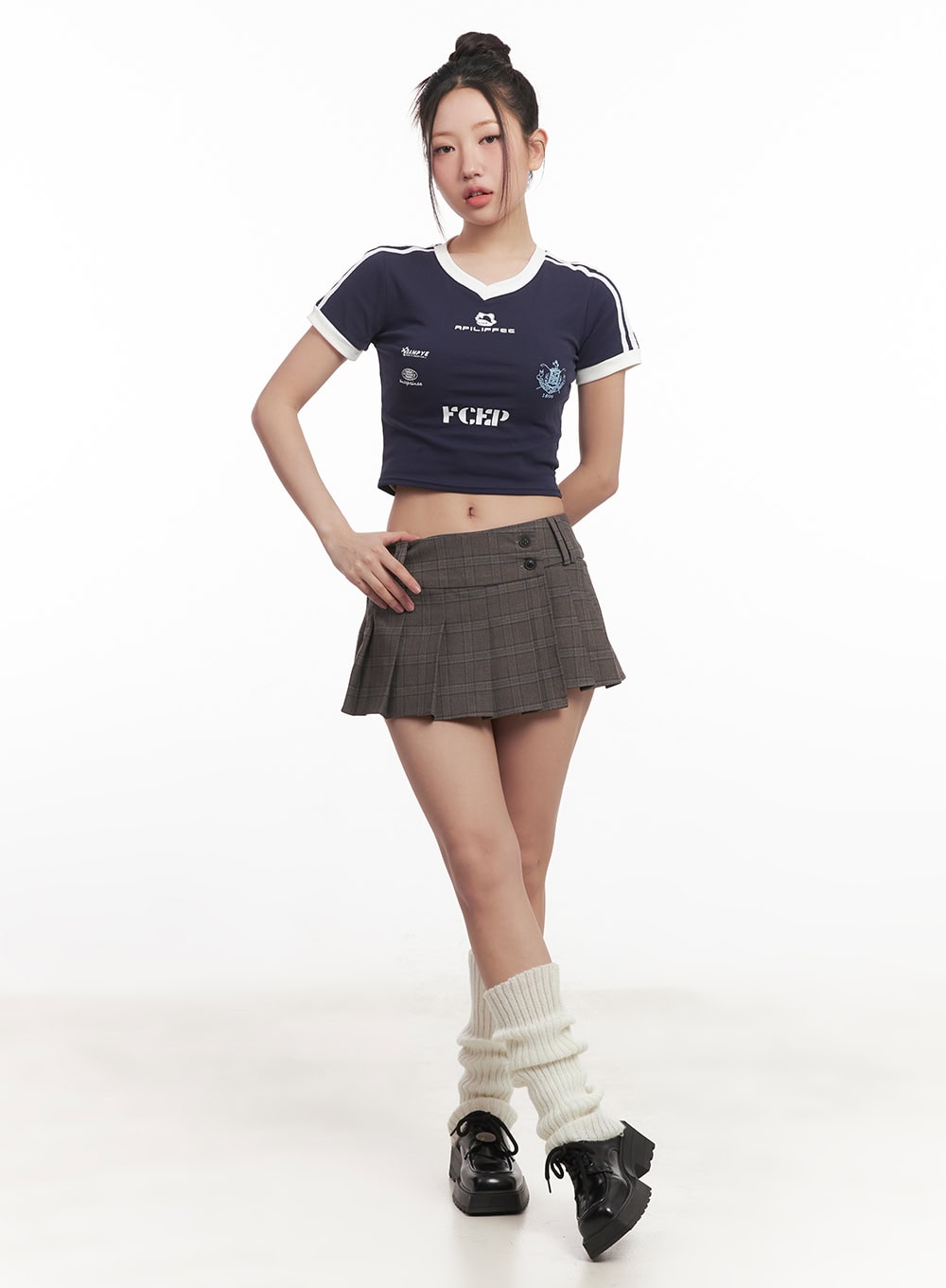 plaid-pleated-mini-skirt-cm528