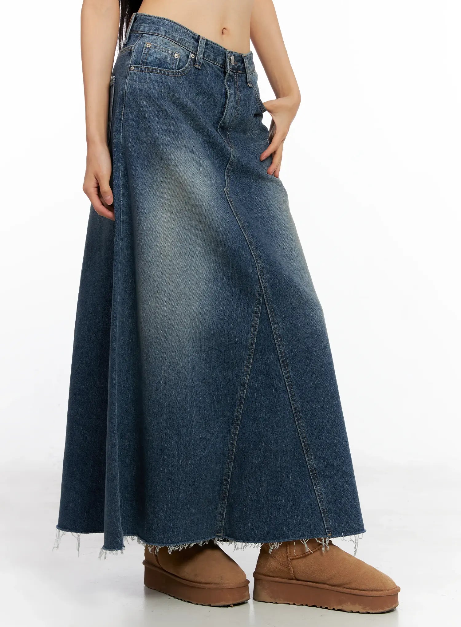 Flare Denim Maxi Skirt CO529