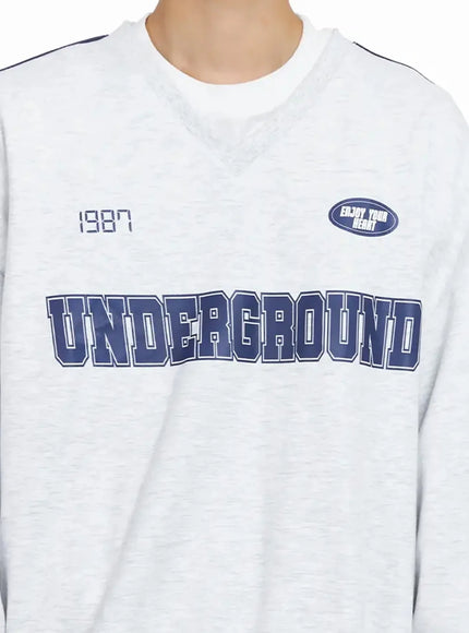 Men's Graphic V-Neck Sweatshirt IO516