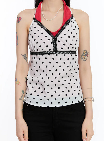 lace-trim-polka-dot-halter-top-ca507