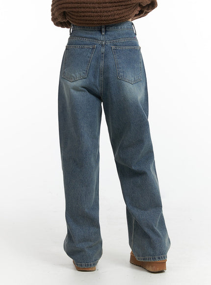 solid-mid-waist-pocket-straight-leg-jeans-ij411