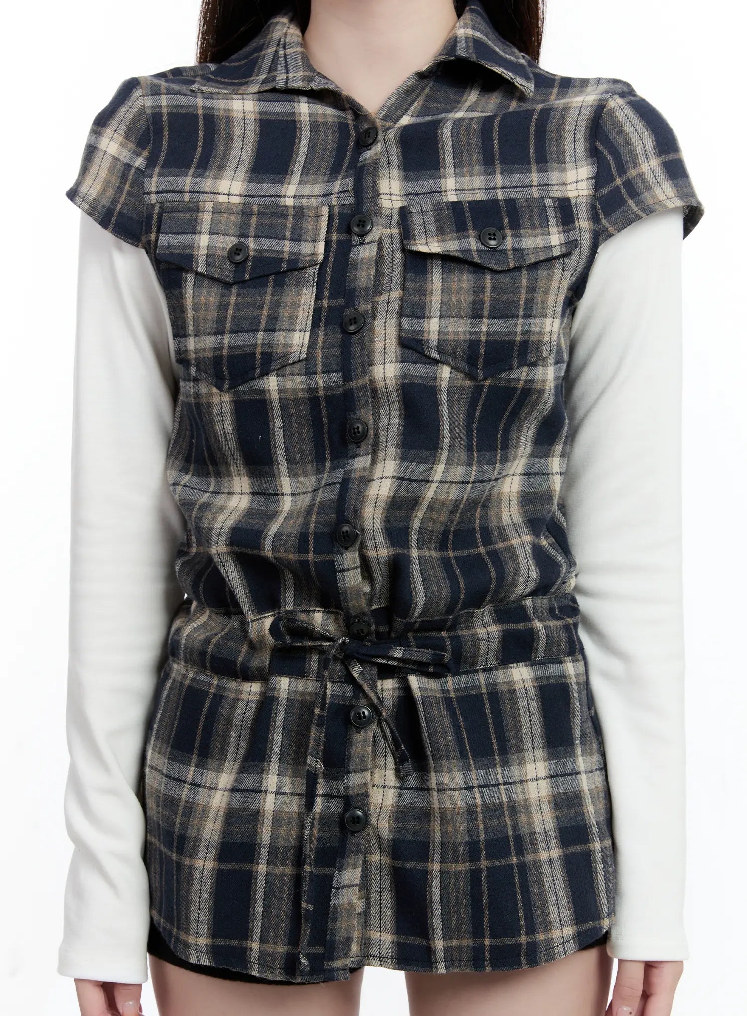 plaid-short-sleeve-mini-dress-cn525