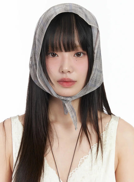 Plaid Sheer Headscarf IM523