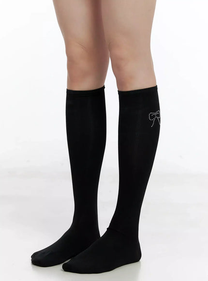 Rhinestone Heart Knee-High Socks IL531