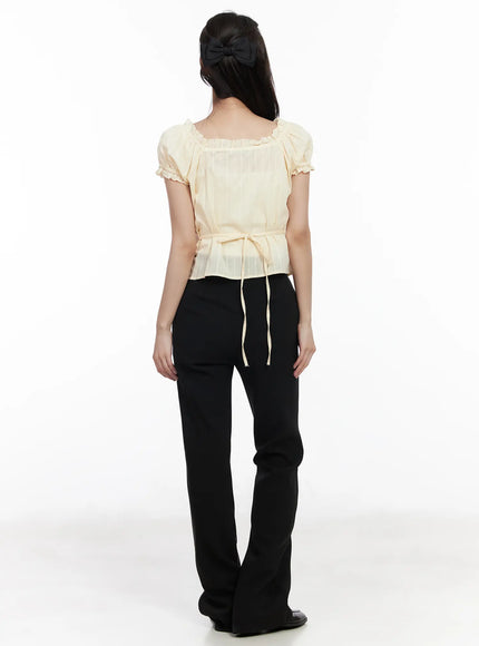 puff-sleeve-buttoned-blouse-with-back-tie-cm531