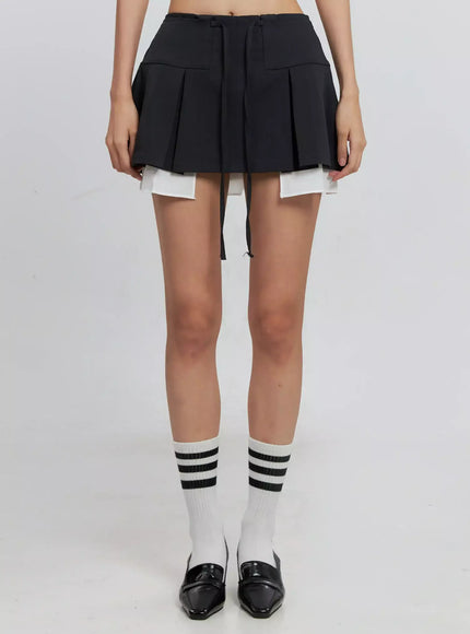 layered-pleated-mini-skirt-is516