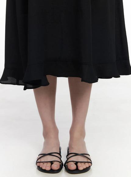 Round Neck Frill Maxi Dress CA509