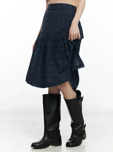 plaid-split-midi-skirt-f516
