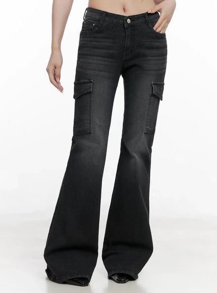seowon-black-cargo-low-rise-bootcut-jeans-in514