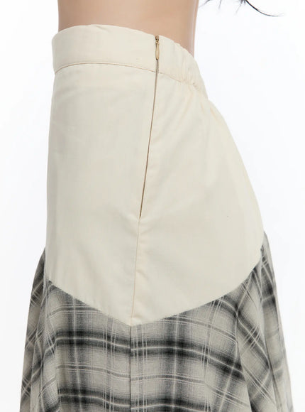 plaid-layered-asymmetric-skirt-f516