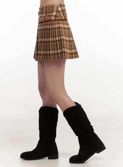 pleated-check-print-mini-skirt-on429