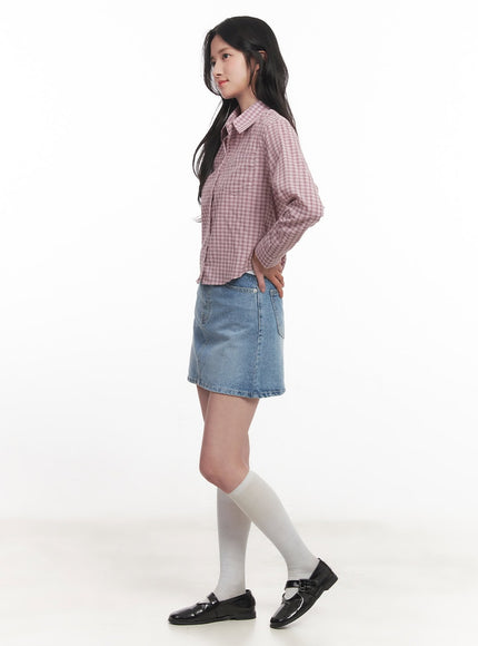 Picnic Checkered Crop Collared Shirt CA511