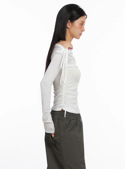 Asymmetric Cut-Out Long Sleeve Top IS515