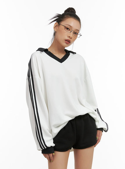 striped-v-neck-hoodie-co424