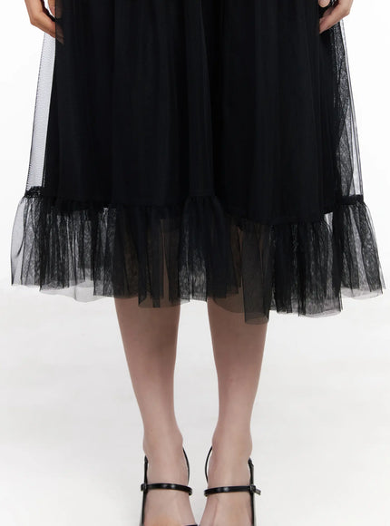 Bow Tiered Tulle Midi Dress CA509