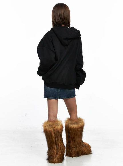 Oversized Graphic Zip-Up Hoodie CO513