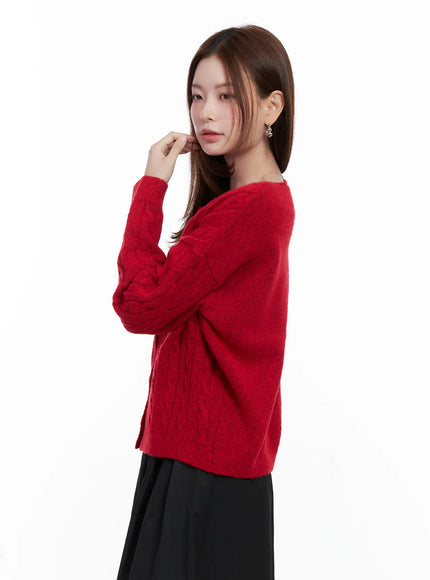 Loose-Fit Cable Knit Cardigan CG521