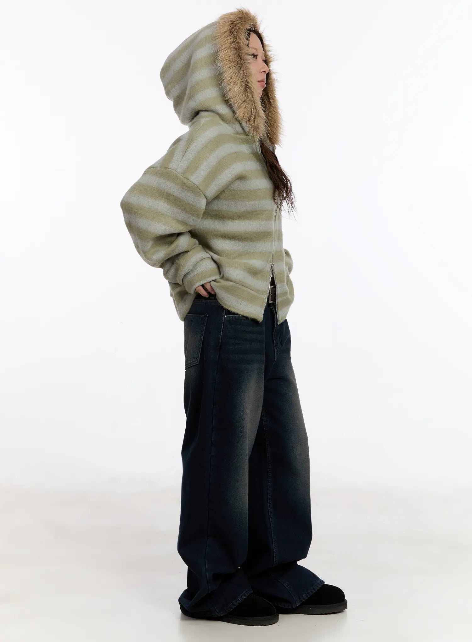 Auro Fleece-lined Wide Leg Jeans CN527