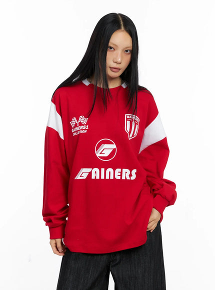 Oversized Graphic Jersey Sweatshirt CS509
