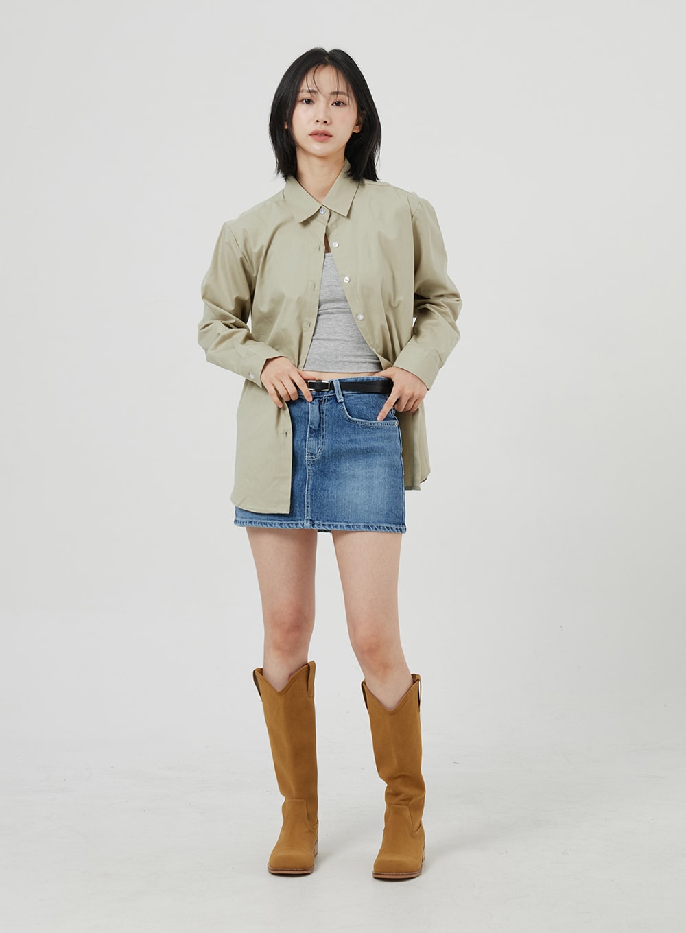 Mid-Rise Denim Mini Skirt OM303