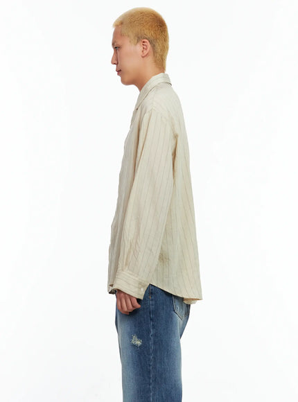 Men's Linen Button-Up Shirt IL514