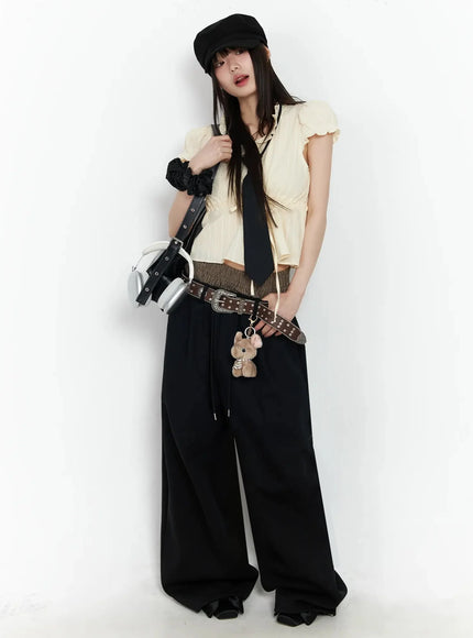 Ribbon Short Sleeve Blouse IM530