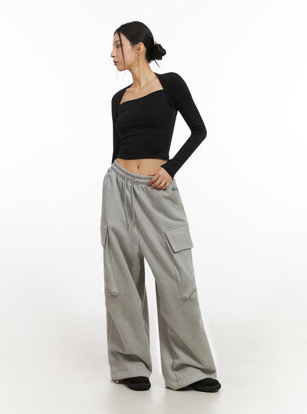 Warm Wide-Leg Cargo Sweatpants ID431