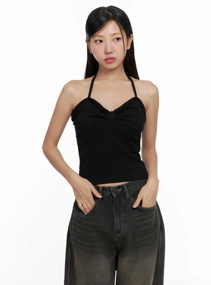 Halter Neck Cropped Tank Top IG527