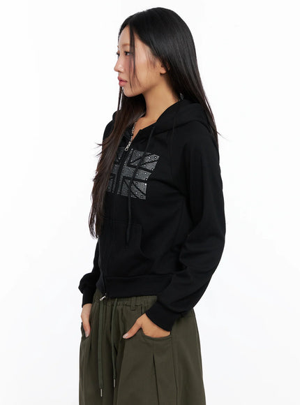 Graphic Cropped Hoodie CO515
